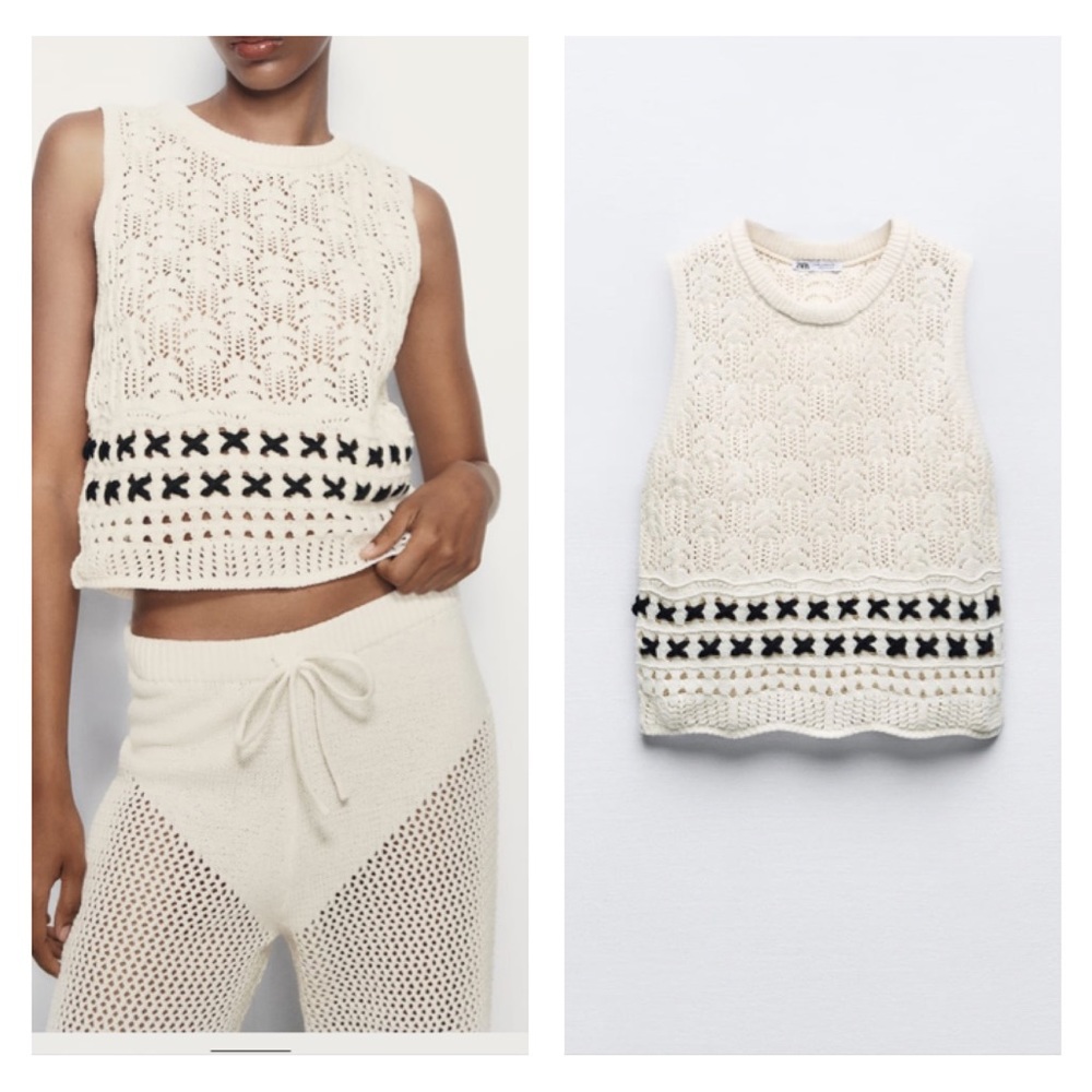 NWT Zara contrast chenille vest